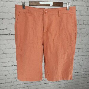 American Tall Orange Linen Cotton Lightweight Chino Shorts Size 32XT 10.5 Inseam